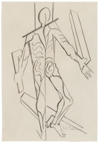 Figure Study after Vesalius (Profile with Plumb-bob), 1996 Graphite on paper 9 &frac12; x 6 &frac12; inches