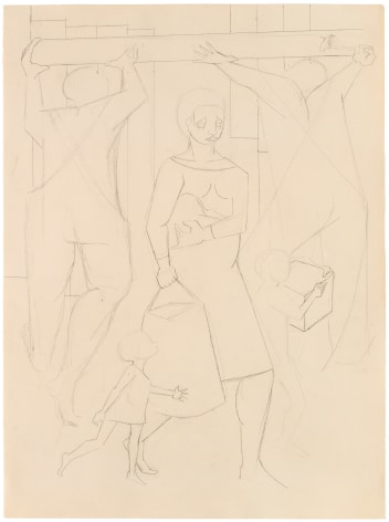 Untitled (Two Builders), c. 1974 Graphite on paper 30 x 22 inches