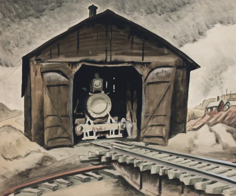 Charles Burchfield Locomotive Shed (Woodburning Locomotive), 1918