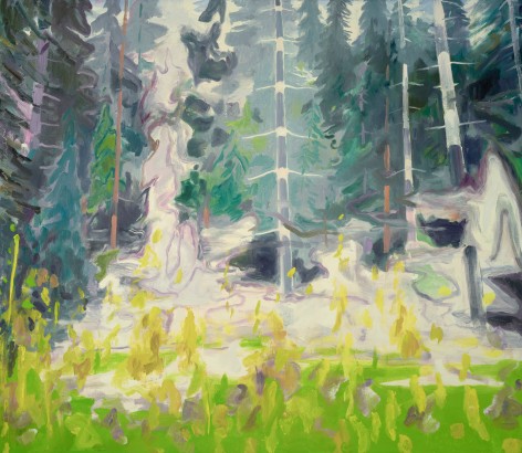 Forest Meadow, Rising Mist, 2023 Oil on linen 50 x 57 1/2 inches