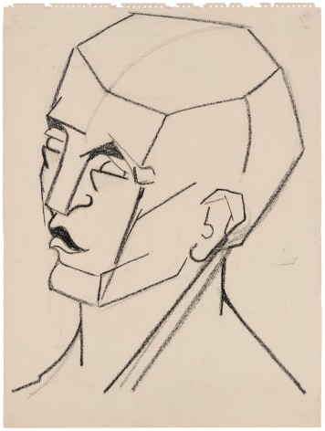 Untitled (Head Study after Bridgeman, &frac34; view), 1975 Charcoal on paper 24 x 18 inches