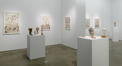 Installation of sculptures and works on paper