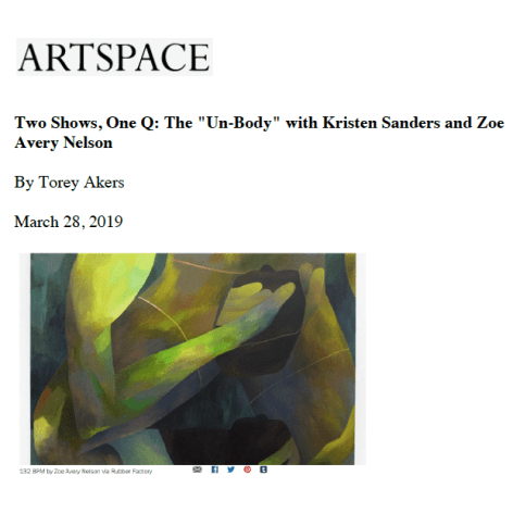 Kristen Sanders press in Artspace