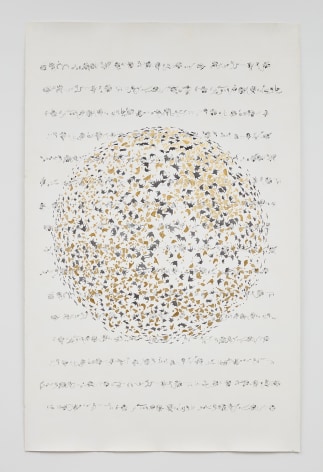The Six Singing Spheres #2, 2016, ink and gold leaf on paper