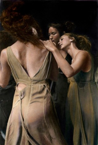 Dancers, 2015, Gelatin silver print with applied oil paint