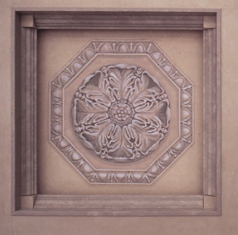 Coffered ceiling with trompe-l'&oelig;il painted rosettes, New York