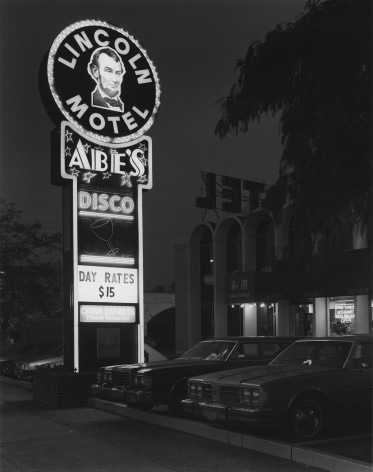 George Tice (b. 1938, Newark), Lincoln Motel and Abe&#039;s Disco, Newark, NJ