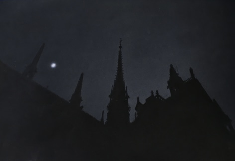 Moon, Notre Dame, 2000, Gelatin silver print with applied oil paint