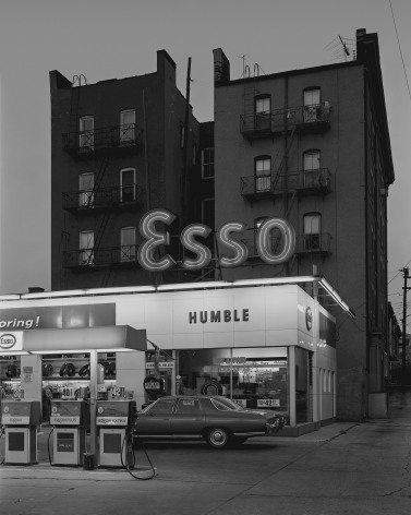 Esso Station and Tenement House, Hoboken, NJ, 1972, Double coated platinum palladium print