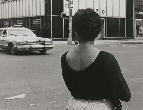 Rudy Burckhardt Untitled, New York (woman on 23rd Street, seen from behind, taxi crossing street), 1985