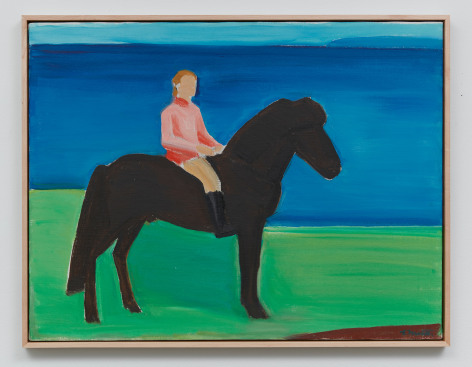 Louisa Matth&iacute;asd&oacute;ttir Black Horse with Pink Shirted Rider, ca. 1986