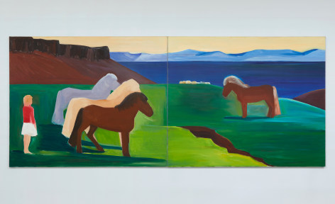 Louisa Matth&iacute;asd&oacute;ttir Girl, Four Horses, and Sheep (diptych), ca. 1987-90