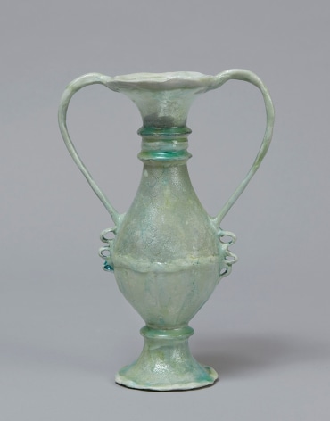Shari Mendelson Small Light Green Vessel with Traces of Blue Net, 2020
