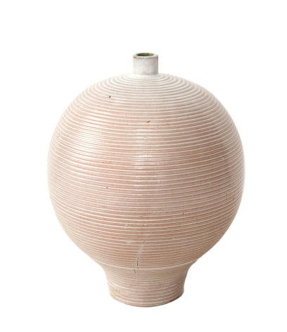 Round Primavera vase with small neck lined in green Model No. 17019