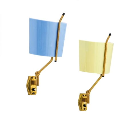 Pair of sconces in yellow and blue by Stilnovo