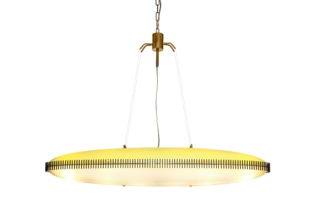RARE OVAL SUSPENSION LIGHT FIXTURE BY ANGELO LELII FOR ARREDOLUCE