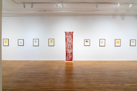 Installation view of&nbsp;Adrianne Lobel, Shirin Mirjamali &amp; nikki terry (2024) by Jon-Paul Rodriguez at Anita Rogers Gallery