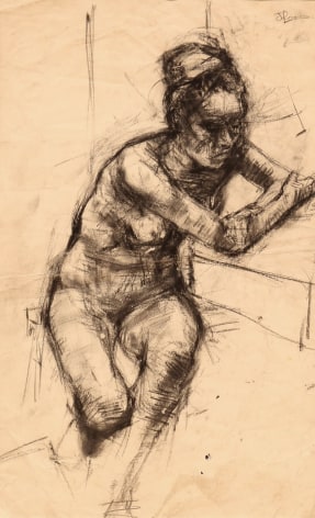 Jack Martin Rogers, Study of a Nude, C. 1965, Charcoal on paper, 20 1/2&quot; x 12 3/4&quot;