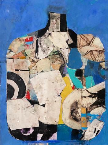 Robert Szot, JAR (Blue), 2021, Monotype collage, mixed media on joined paper,&nbsp;14.5&quot; x 10.5&quot; at Anita Rogers Gallery