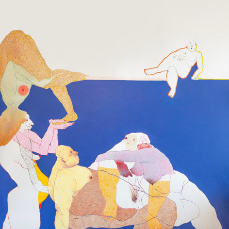 Shirin Mirjamali, Untitled, 2024, Mixed media on paper, 59" x 59" at Anita Rogers Gallery