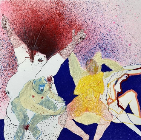 Shirin Mirjamali, Untitled, 2024, Mixed media on paper, 8" x 8" at Anita Rogers Gallery