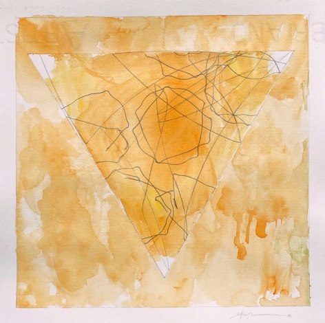 Henry Mandell,&nbsp;Study For Theory Of Mind 036, 2022, watercolor and graphite on Fabriano paper,&nbsp;7&Prime; x 7&Prime; at Anita Rogers Gallery