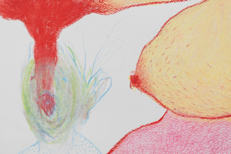 Detail Shirin Mirjamali, Untitled, 2024, Mixed media on paper, 59" x 59"