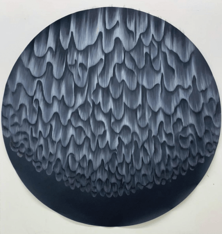 Simon Bertrand, Inlandscape, 2022, Pastel on paper, 5 f. in diameter at Anita Rogers Gallery