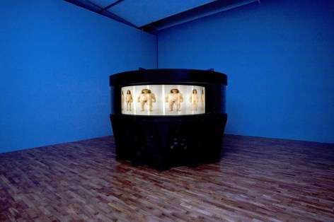 Yishay Garbasz, Becoming, 2010,&nbsp;Photos, steel, makrolon, motor, light, wood, foil, and cloth, 90 1/2&quot;&nbsp;x 118&quot;
