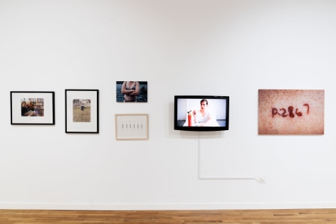 Installation photo of Yishay Garbasz: Women's Art Doesn't End at the Outer Labia (2022) at 494 Greenwich Street, New York.