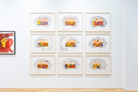 Installation view of Morgan O'Hara: TIME STUDIES - LETTERPRESS - SILVERPOINT at Anita Rogers Gallery