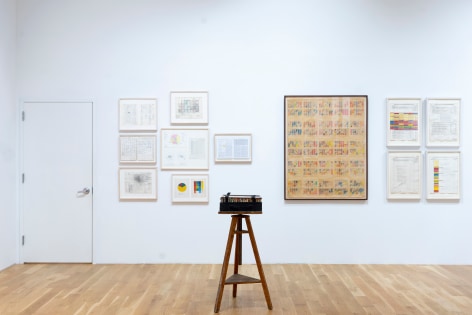 Installation view of Morgan O'Hara: TIME STUDIES - LETTERPRESS - SILVERPOINT at Anita Rogers Gallery