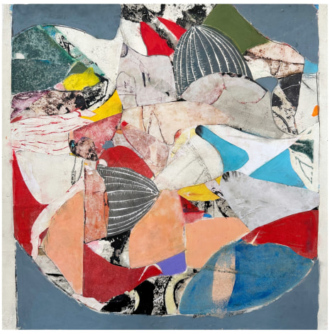 Robert Szot, SeaLife, 2023, Collage and mixed media on paper, 19 1/2&quot; x 19 1/2&quot;&nbsp;at Anita Rogers Gallery