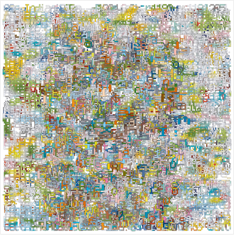Henry Mandell, Pollinators 18, 2024, UV polymer on linen, 38&rdquo; x 38&rdquo; at Anita Rogers Gallery