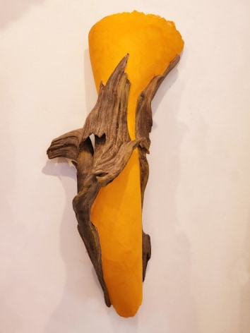 Stephen Bethel,&nbsp;Bottleneck, 2023, Wood, plaster, and pigment, 25&quot; x 11&quot; x 8&quot; at Anita Rogers Gallery
