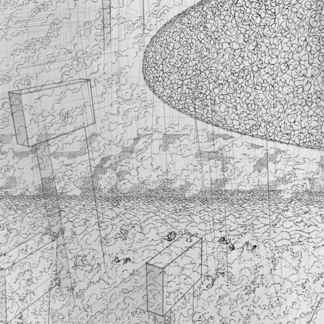 Simon Bertrand, Detail from&nbsp;Gobekli Tepe Microtubes, 2024, Graphite and ink pen on paper, 30&rdquo; x 45&rdquo; at Anita Rogers Gallery
