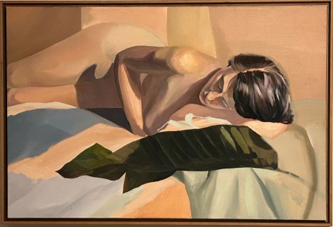 Grant Phillips, Nude with Palm, Oil on canvas, 25 1/4&quot; x 37 3/4&quot; at Anita Rogers Gallery
