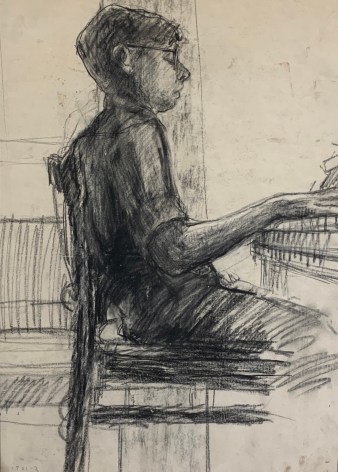 Jack Martin Rogers, Boy Playing the Piano, 1964, Charcoal on paper, 20 1/2&quot; x 14&quot; at Anita Rogers Gallery