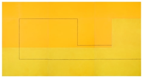 Jan Cunningham, Yellow Triptych, 2018, Oil on linen, 60&quot; x 111&quot;