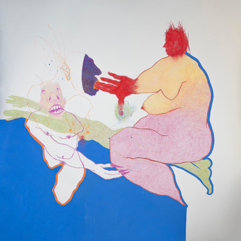 Shirin Mirjamali, Untitled, 2024, Mixed media on paper, 59" x 59" at Anita Rogers Gallery