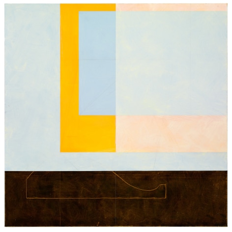 Jan Cunningham, Yellow and Blue Opening, 2018,&nbsp;Oil on linen, 60&quot; x 60&quot;