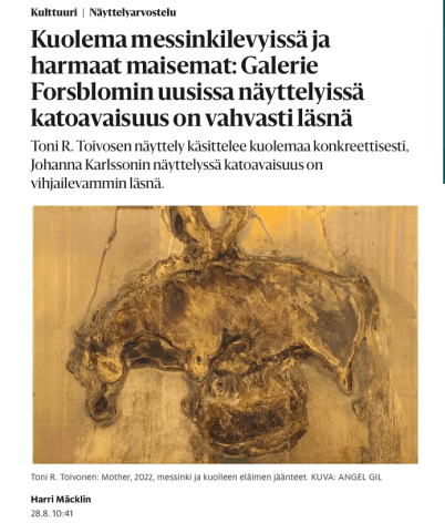 Art critic Harri Mäcklin's review in Helsingin Sanomat