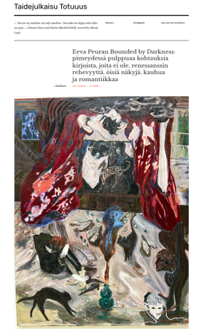 &quot;Eeva Peura’s Bounded by Darkness: in the darkness, scenes bubble up from books that do not exist — the lushness of the Renaissance, nocturnal visions, horror, and romance.&quot;