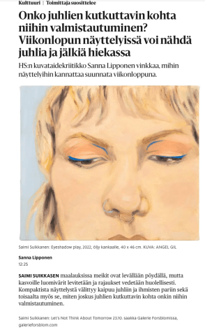 Art critic's exhibition recommendation in Helsingin Sanomat