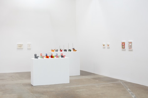 Installation view of &quot;Peter Shire: Drawings, Impossible Teapots, Furniture &amp; Sculpture&quot; at Kayne Griffin Corcoran, Los Angeles