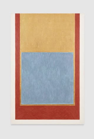 Mary Obering, Slip, 1989, Egg tempera, gold leaf, red gilding clay&nbsp;on gessoed panel