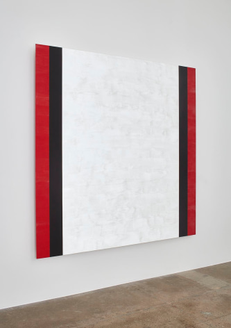 Mary Corse, Untitled (Red, Black, White, Beveled), 2015, Glass microspheres in acrylic on canvas