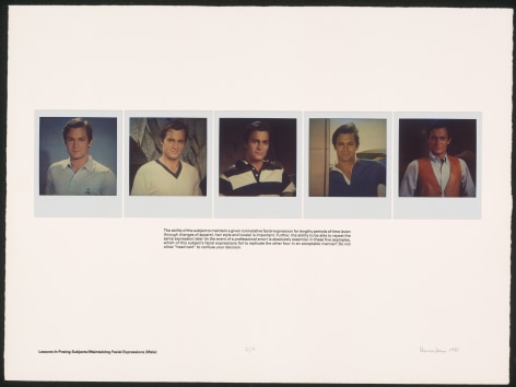 Heinecken, Lessons in Posing Subjects / Maintaining Facial Expressions (Male), 1981