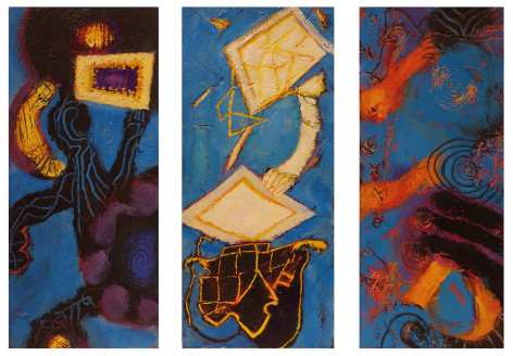 William Scharf, Admiration of the Frame, In Folded Guilt, The Relics Remember (From left to right), 2006-7, 2003-7, 2002 (From left to right)