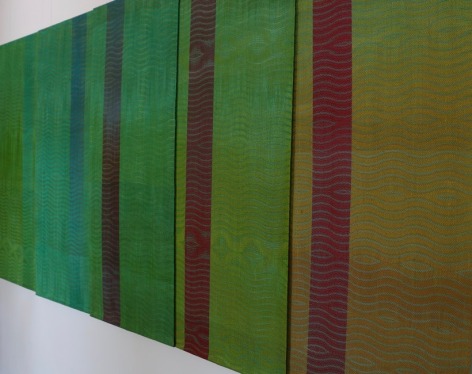 Debbie Barrett-Jones: Five Gradation with Green Handwoven Panels